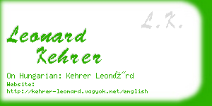 leonard kehrer business card